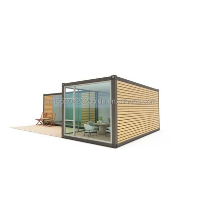 Stalen frame gegalvaniseerd stalen buiging 180g eenvoudige prefab log hutten houten kleine huis draagbare hutten met 20ft of 40ft grootte