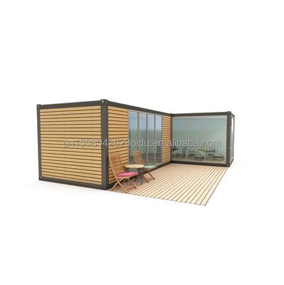 Stalen frame gegalvaniseerd stalen buiging 180g eenvoudige prefab log hutten houten kleine huis draagbare hutten met 20ft of 40ft grootte