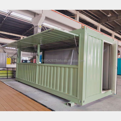 Aluminiumlegering Venstercontainer Koffiekast 10ft 20ft Fast Food Mini Pop-up Shop met muur 50/75/100mm Wave Sandwich Panel