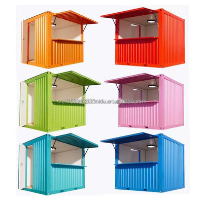 Aluminiumlegering Venstercontainer Koffiekast 10ft 20ft Fast Food Mini Pop-up Shop met muur 50/75/100mm Wave Sandwich Panel
