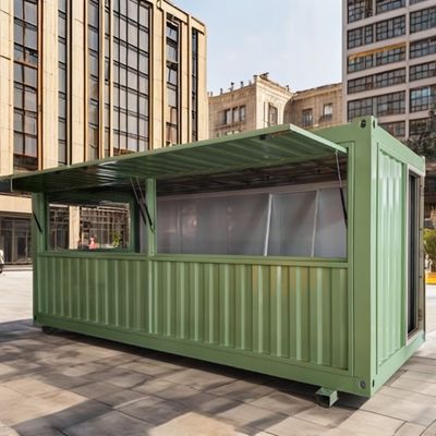 Gegalvaniseerde stalen vierkante buizen Hoofdstructuur Containerhuizen voor hele verzamelen 20ft 40ft Prefab koffiewinkel