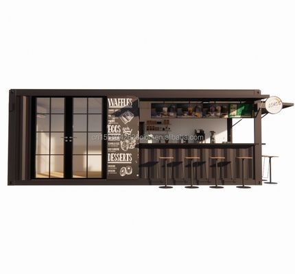 Gegalvaniseerd stalen gebogen 180g stalen frame modern ontwerp geprefabriceerde 20ft container bar koffie winkel fastfood restaurant