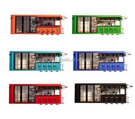 Gegalvaniseerd stalen gebogen 180g stalen frame modern ontwerp geprefabriceerde 20ft container bar koffie winkel fastfood restaurant