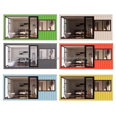 Goedkope 20ft of 40ft Draagbare licht staal platte dakcontainer prefab studio huis met aangepaste kleur