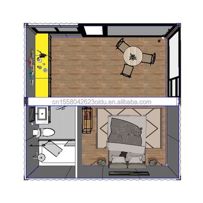 Goedkope 20ft of 40ft Draagbare licht staal platte dakcontainer prefab studio huis met aangepaste kleur