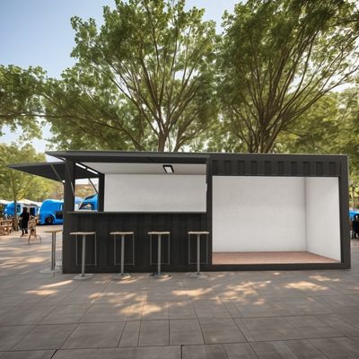 20ft Mini Pop-up Shop Container voor Fast-Food Restaurant Convenience Store Kiosk en Huis gegalvaniseerd stalen buigen 180g