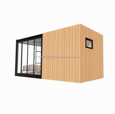 Houten stevig stalen zonnehuis 20ft Flat container huis met muur 50/75/100mm Wave Sandwich Panel