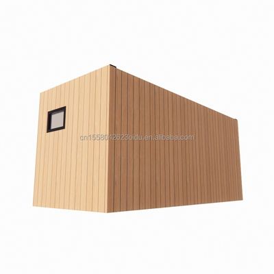 Houten stevig stalen zonnehuis 20ft Flat container huis met muur 50/75/100mm Wave Sandwich Panel