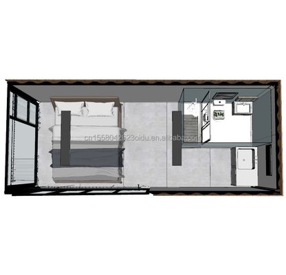 Houten stevig stalen zonnehuis 20ft Flat container huis met muur 50/75/100mm Wave Sandwich Panel