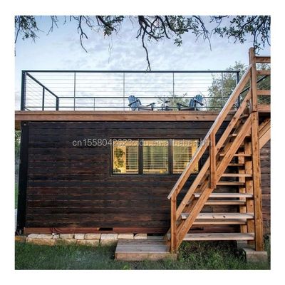 50/75/100mm Wave Sandwich Panel Klein Houten Prefab Huis Container Woon Twee verdiepingen Container Gebouwen Hutten Houten Villa