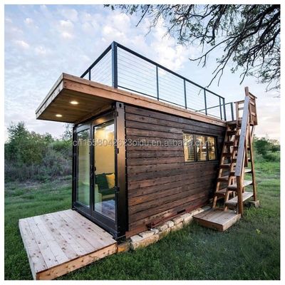 50/75/100mm Wave Sandwich Panel Klein Houten Prefab Huis Container Woon Twee verdiepingen Container Gebouwen Hutten Houten Villa