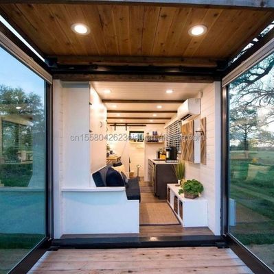 50/75/100mm Wave Sandwich Panel Klein Houten Prefab Huis Container Woon Twee verdiepingen Container Gebouwen Hutten Houten Villa