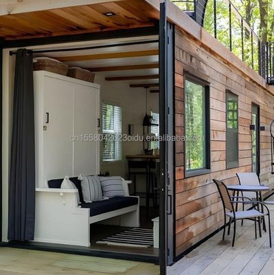 Gegalvaniseerd stalen buiging 40ft draagbaar houten container huis met 2 slaapkamers en 1 woonkamer