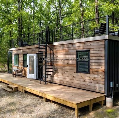 Gegalvaniseerd stalen buiging 40ft draagbaar houten container huis met 2 slaapkamers en 1 woonkamer