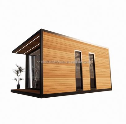 20 voet voorgefabriceerd containerhuis met staalframe, aluminiumlegering, ramen, houten glashuis en gegalvaniseerde stalen buiging