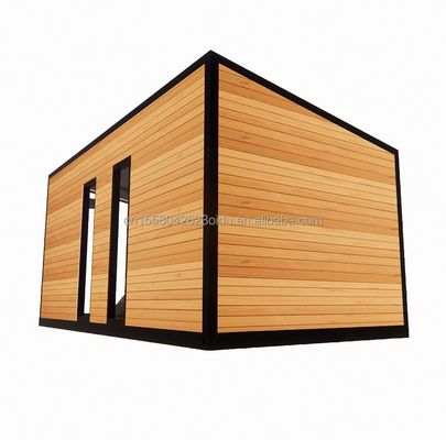 20 voet voorgefabriceerd containerhuis met staalframe, aluminiumlegering, ramen, houten glashuis en gegalvaniseerde stalen buiging