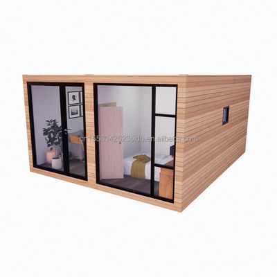 Geprefabriceerd Houten Glas Zonnelamp Huis Container Huis met aangepaste kleur en muur 50/75/100mm Wave Sandwich Panel