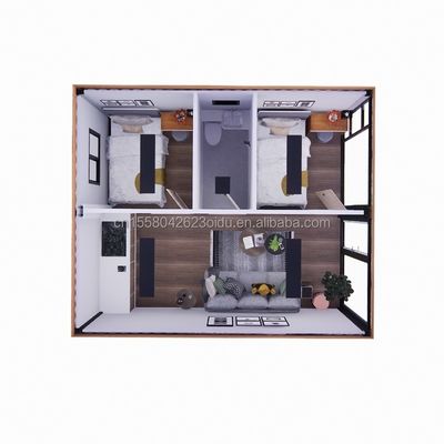 Geprefabriceerd Houten Glas Zonnelamp Huis Container Huis met aangepaste kleur en muur 50/75/100mm Wave Sandwich Panel
