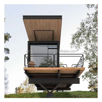 Gegalvaniseerde stalen vierkantbuizen geprefabriceerde modulaire hut Houten tuin zonneschermkamer Volledige uitrusting