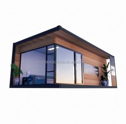 Containerhuis Prefabricated Casas Houten glas Zonnekamer Huis met gegalvaniseerde stalen vierkantbuizen