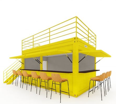 Gegalvaniseerde stalen vierkantbuizen stalen koffiecontainer moderne 20ft prefab container bar voor buiten