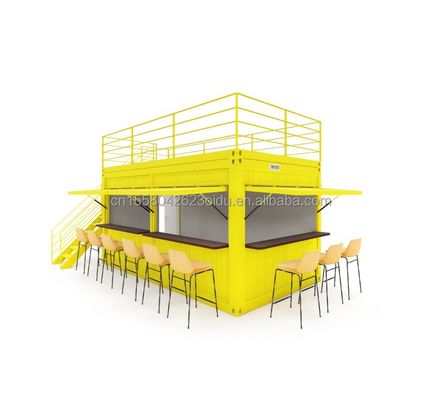 Gegalvaniseerde stalen vierkantbuizen stalen koffiecontainer moderne 20ft prefab container bar voor buiten