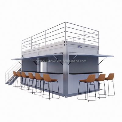 Gegalvaniseerde stalen vierkantbuizen stalen koffiecontainer moderne 20ft prefab container bar voor buiten