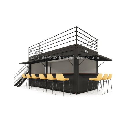 Gegalvaniseerde stalen vierkantbuizen stalen koffiecontainer moderne 20ft prefab container bar voor buiten
