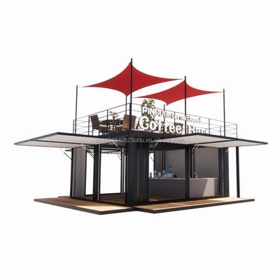 Verplaatsbare platte staalcontainer van 10 voet mobiele winkel voor winkelcentra koffiewinkels pop-up café bar in gegalvaniseerd staal