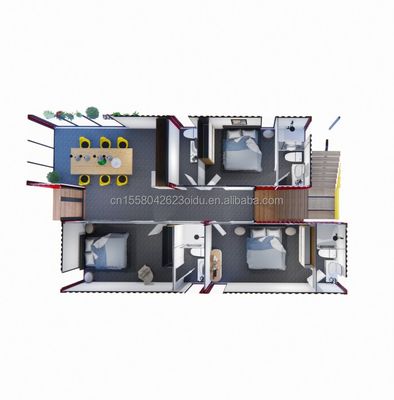 20ft/40ft voorgefabriceerde draagbare opvouwbare uitbreidbare container Kleine mobiele woning met 3 slaapkamers