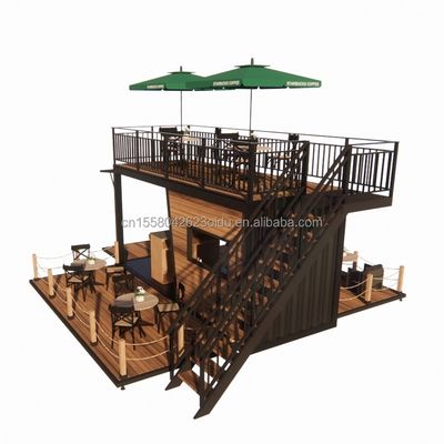 20ft Pop Up Container Bar And Coffee Shop Modulair Verplaatsbaar Convenience Store Stalen frame Met gegalvaniseerd stalen buigen
