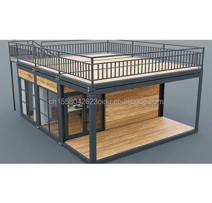 Afneembare uitbreidbare 20ft tuin hotel mobiele huis houten studio platte container voor hotel staal structuur frame gelast