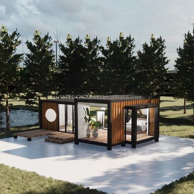 Modern design Luxe Glaswand Prefab Container Huis StrayBirds Prefab Modulair Huis Hotel voor Resort Villa