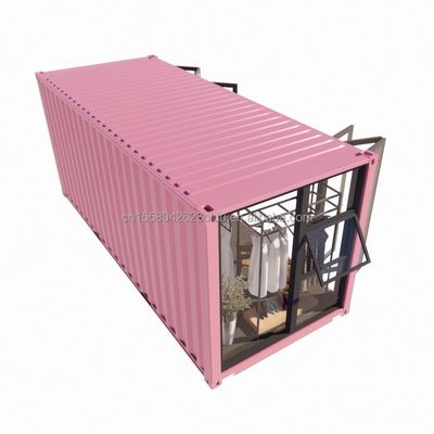 Gepersonaliseerd kleurstaal frame 20ft prefab container kledingwinkel kiosk stand mobiele winkel met gegalvaniseerd stalen buigen