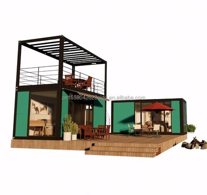 Hotel Container House met gegalvaniseerde stalen vierkantbuizen Hoofdstructuur en 2 of 3 slaapkamers