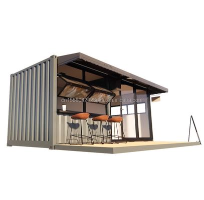 Winkel 20ft Prefab Container Bar met 50/75/100mm Wave Sandwich Panel Wanden Draagbaar en gemakkelijk op te zetten