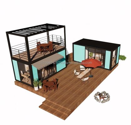 Hotel Container House met gegalvaniseerde stalen vierkantbuizen Hoofdstructuur en 2 of 3 slaapkamers