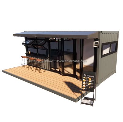 Winkel 20ft Prefab Container Bar met 50/75/100mm Wave Sandwich Panel Wanden Draagbaar en gemakkelijk op te zetten
