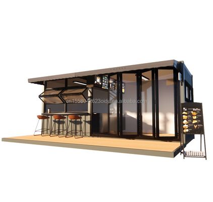 Winkel 20ft Prefab Container Bar met 50/75/100mm Wave Sandwich Panel Wanden Draagbaar en gemakkelijk op te zetten