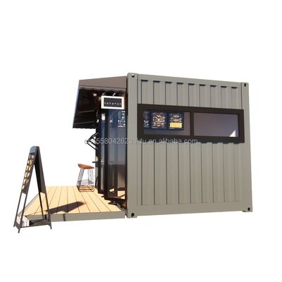 Winkel 20ft Prefab Container Bar met 50/75/100mm Wave Sandwich Panel Wanden Draagbaar en gemakkelijk op te zetten