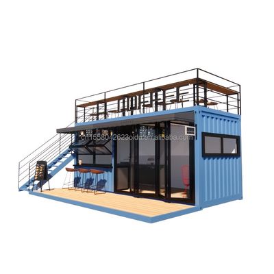 EU 20ft Food Stall Tweede verdieping Container Koffieshop Gebouwd met gegalvaniseerde stalen vierkantbuizen en stalen structuur