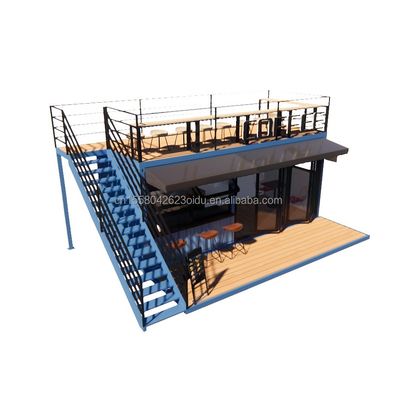 EU 20ft Food Stall Tweede verdieping Container Koffieshop Gebouwd met gegalvaniseerde stalen vierkantbuizen en stalen structuur