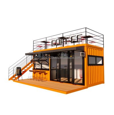 EU 20ft Food Stall Tweede verdieping Container Koffieshop Gebouwd met gegalvaniseerde stalen vierkantbuizen en stalen structuur