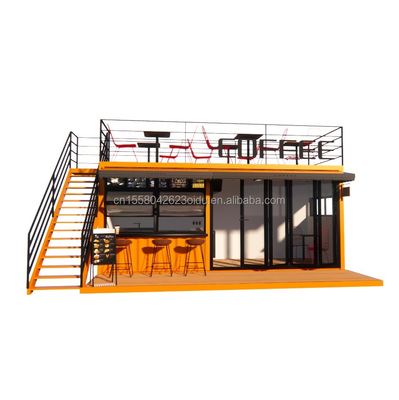 EU 20ft Food Stall Tweede verdieping Container Koffieshop Gebouwd met gegalvaniseerde stalen vierkantbuizen en stalen structuur