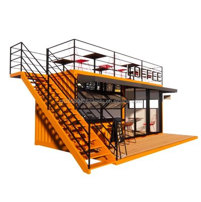 EU 20ft Food Stall Tweede verdieping Container Koffieshop Gebouwd met gegalvaniseerde stalen vierkantbuizen en stalen structuur