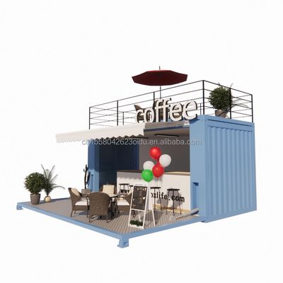 Mini 20 voet pop-up winkel met modern design en stevige gegalvaniseerde stalen vierkant buizen twee verdiepingen container barstand