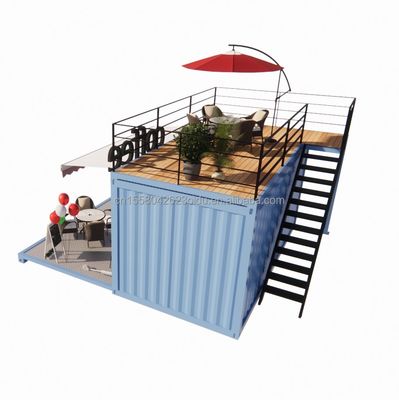 Mini 20 voet pop-up winkel met modern design en stevige gegalvaniseerde stalen vierkant buizen twee verdiepingen container barstand