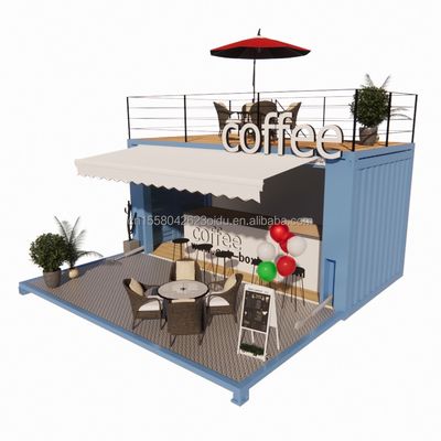 Mini 20 voet pop-up winkel met modern design en stevige gegalvaniseerde stalen vierkant buizen twee verdiepingen container barstand