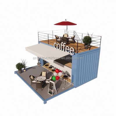 Mini 20 voet pop-up winkel met modern design en stevige gegalvaniseerde stalen vierkant buizen twee verdiepingen container barstand