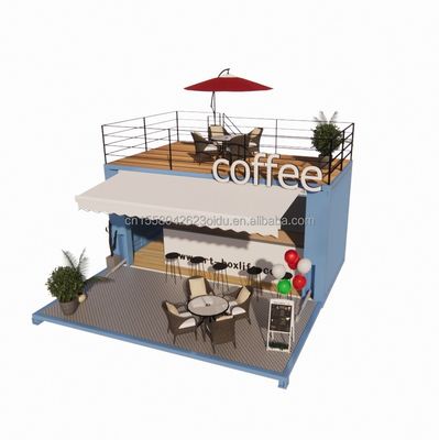 Mini 20 voet pop-up winkel met modern design en stevige gegalvaniseerde stalen vierkant buizen twee verdiepingen container barstand